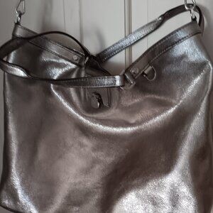 Michael Kor Large Silver leather Satchel bag detach strap